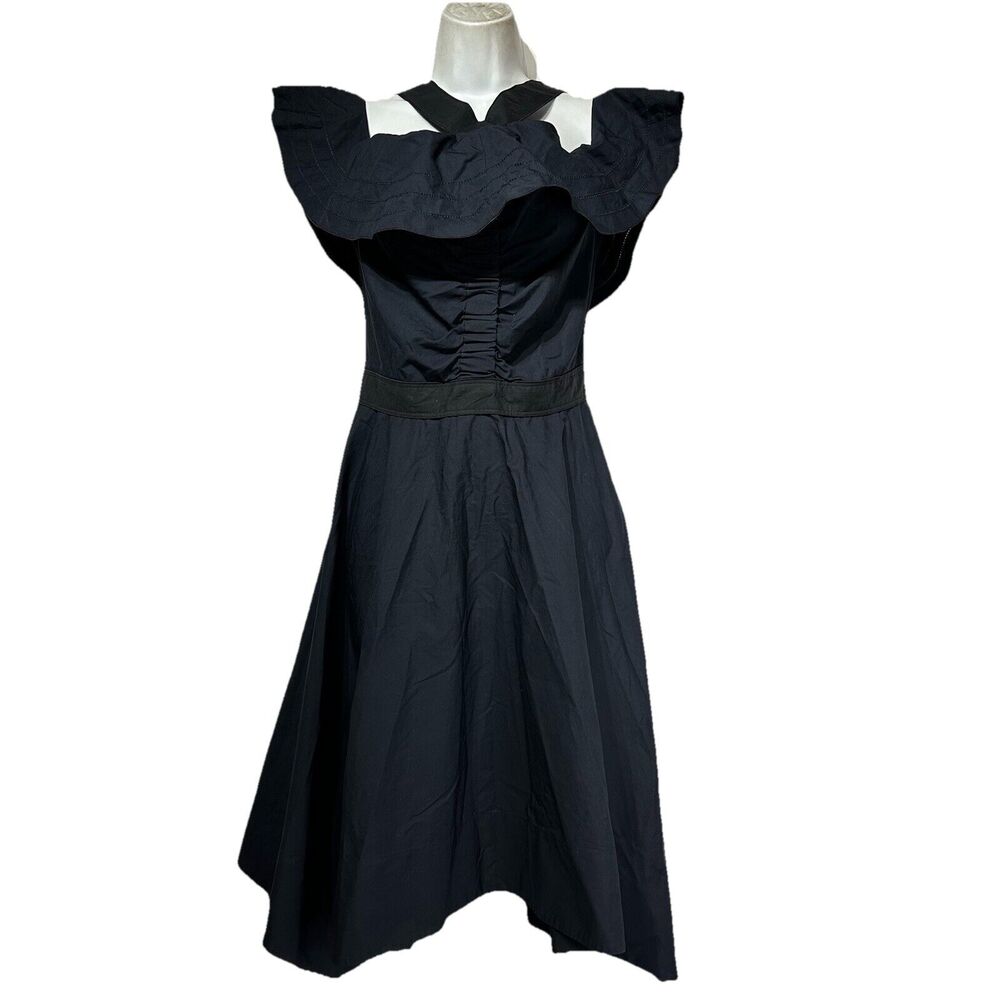 Derek Lam 10 Crosby Women's Off-the-shoulder Halter Poplin Dress Black Size 8